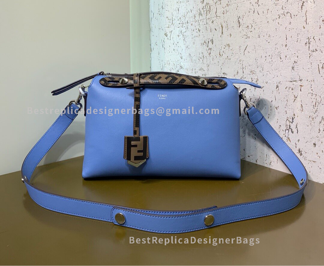 Fendi By The Way Medium Blue Leather Boston Bag 1150